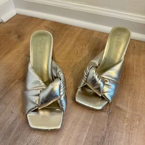 Open Edit |‎ Gold Metallic Twisted Knot Block Heel Square Toe Pump, Size 8.5M